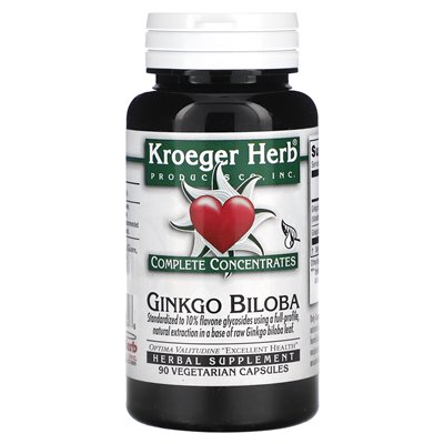 Kroeger Herb Co, kompletne koncentraty, Ginkgo Biloba, 90 kapsułek wegetariańskich