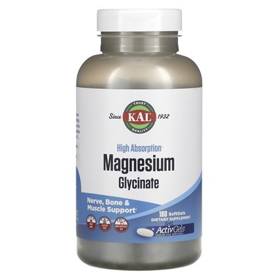 Kal, High Absorption Magnesium Glycinate, 180 Soft
