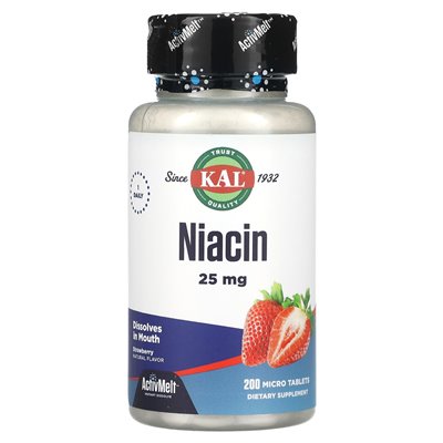 Kal, Niacin, Erdbeere, 25 mg, 200 Mikrotabletten