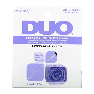 Duo, Rosewater & Biotin Striplash glue with white/clear, 0.18 oz (5 g)