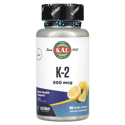 KAL, K-2, Lemon, 500 mcg, 100 Micro Tablets KAL, K-2, Lemon, 500 mcg, 100 Micro Tablets