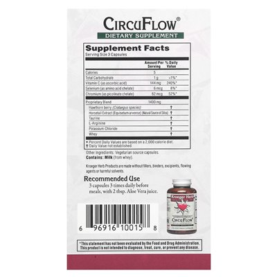 Kroeger Herb Co, Circuflow, 270 Vegetarian Capsules