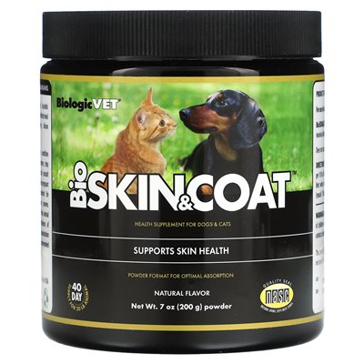 Flora, Biologicvet, Bioskin &amp Coat, For Dogs and Cats, Natural, 7 uncji (200 g)