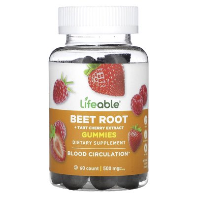 Vitally, Beet Root + Tart Cherry Extract, Natural Berries, 500mg, 60 Gummies (250mg per gummy)