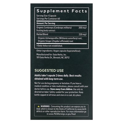 Gaia Herbs, Adaptogen Performance, Mushrooms & Herbs, 60 Vegan Capsules