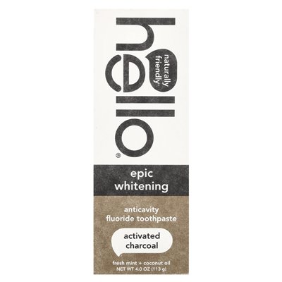 Cześć, Aktywowany Węgiel Epic Whitening Fluorowy Pasta do Zębów, Świeża Mięta + Oliwa z Kokosa, 4 uncji (113 g)