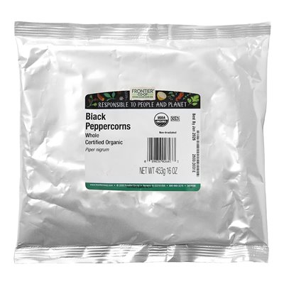 Frontier Co-op, ganze schwarze Bio-Pfefferkörner, 16 oz (453 g)