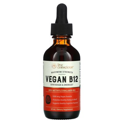 Żyj świadomy, wegański B12, maksymalna siła, 60 ml
