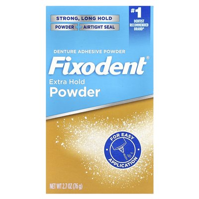 Fixodent, proszek klejowy protezy, dodatkowy wstrzymanie, 2,7 uncji (76 g)