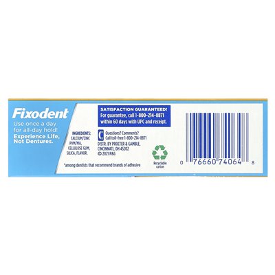 Fixodent, proszek klejowy protezy, dodatkowy wstrzymanie, 2,7 uncji (76 g)