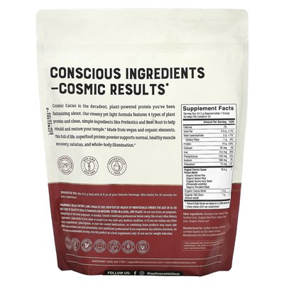 Żywe świadome, białko organiczne, Kosmiczne kakao, 1,07 funta (484 g)