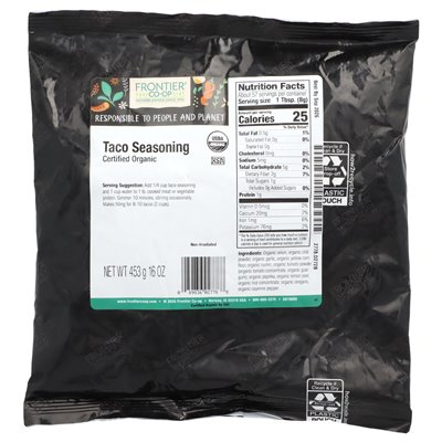 Frontier Co-op, Erganic Taco przyprawienie, 16 uncji (453 g) Frontier Co-op, Erganic Taco przyprawienie, 16 uncji (453 g)