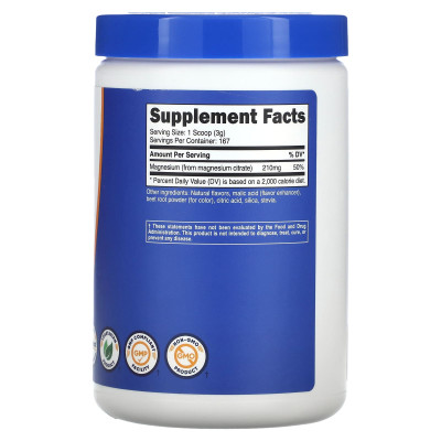 Nutricost, cytrynian magnezu, uderzenie owocowe, 17,9 uncji (500 g)