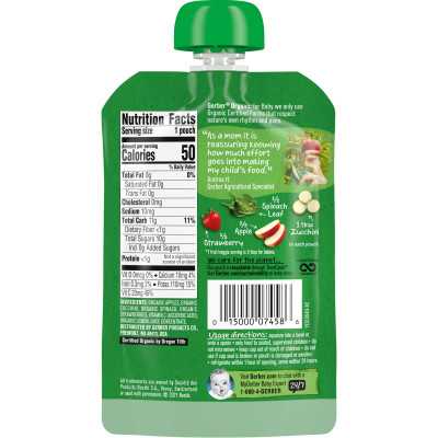Gerber, Organic for Baby, 2nd Foods, Apple, cukinia, szpinak, truskawka, 3,5 uncji (99 g)