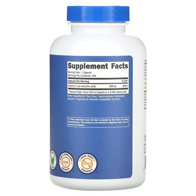 Nutricost, Vitamin C, 500 mg, 240 Capsules Nutricost, Vitamin C, 500 mg, 240 Capsules