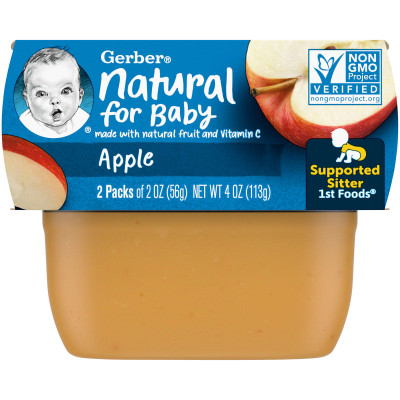 Gerber, Natural For Baby, 1st Foods, Apple, 2 Pack, 2 uncje (56 g) każdy