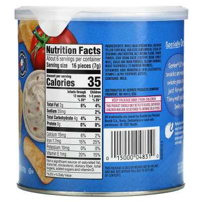 Gerber, przekąski dla dziecka, crunchies, pieczona przekąska ziarna, ponad 8 miesięcy, wegetariańskie dip, 1,48 uncji (42 g)
