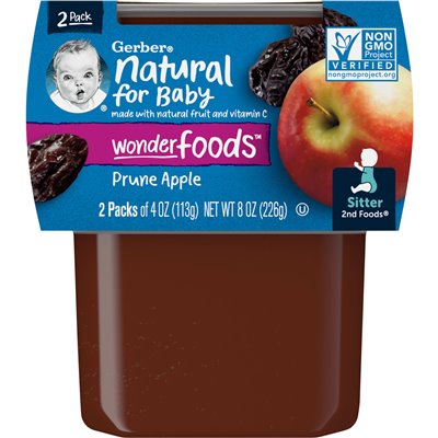 Gerber, Naturalne dla Dzieci, Cuda Żywności, 2 Żywienie, Śliwka Jabłko, 2 Paczka, 4 uncji (113 g) każdą