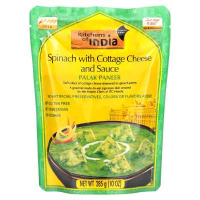 Indian Cuisine, Palak Paneer, Spinach with Cottage Cheese and Gravy, Mild, 10 oz (285 g) Indian Cuisine, Palak Paneer, Spinach with Cottage Cheese and Gravy, Mild, 10 oz (285 g)