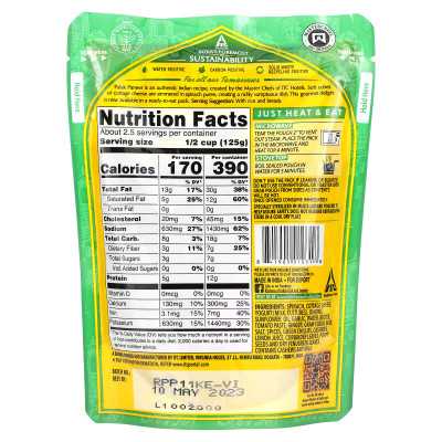 Indian Cuisine, Palak Paneer, Spinach with Cottage Cheese and Gravy, Mild, 10 oz (285 g) Indian Cuisine, Palak Paneer, Spinach with Cottage Cheese and Gravy, Mild, 10 oz (285 g)