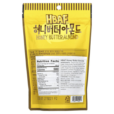 HBAF, Honig-Mandel, 4,23 oz (120 g)