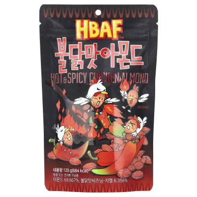 HBAF, gorący i pikantny kurczak migdałowy, 4,23 uncji (120 g)