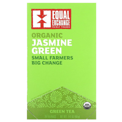 Equal Exchange, Bio-Grüner Jasmin, Grüner Tee, 20 Teebeutel, 1,41 oz (40 g)