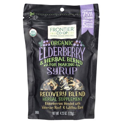 Frontier Co-Op, Erganic Elderberberry &amp Herbal Blend for Syrop, 4,23 uncji (120 g)