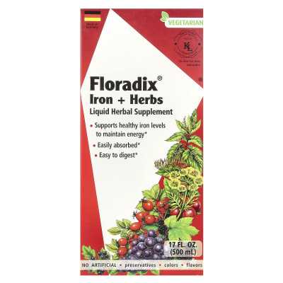 Floradix, Eisen + Kräuter, 17 fl oz (500 ml)