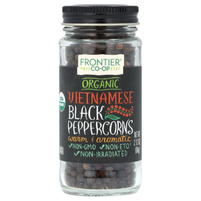 Frontier Co-Op, Bio-Pfefferkörner aus Vietnam, schwarz, 60 g (2,12 oz.)