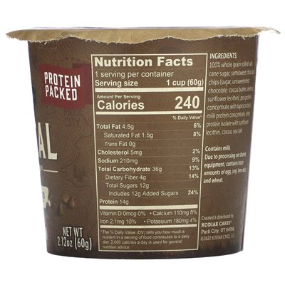 Kodiak Cookies, Oatmeal, Chocolate Chip, 2.12 oz (60 g)