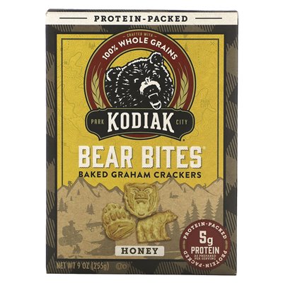 Ciasta Kodiak, ukąszenia niedźwiedzia, pieczone krakersy graham, miód, 9 uncji (255 g)