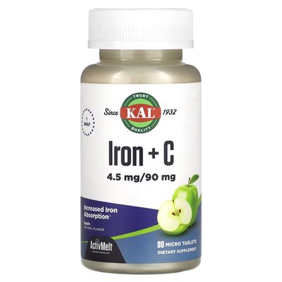 Kal, Iron + C, jabłko, 90 mikro tabletek