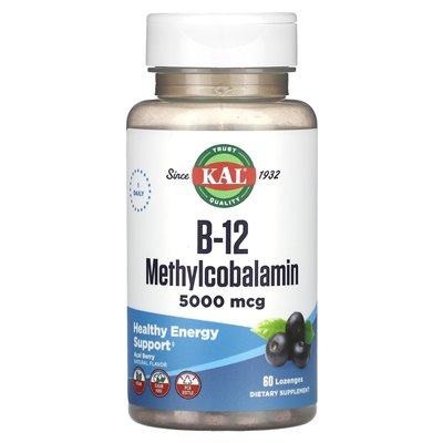 KAL, B-12 Methobalamin, Acai-Beere, 5000 mcg, 60 Kapseln
