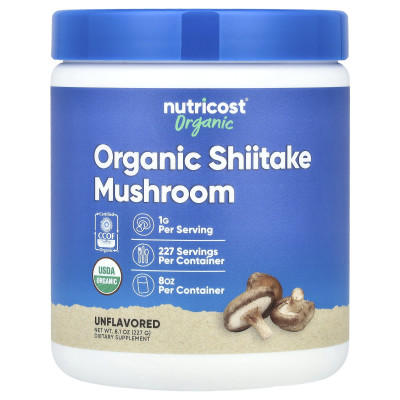 Nutricost, Organic Shiitake Mushroom Powder, Unflavored, 8 oz (227 g) Nutricost, Organic Shiitake Mushroom Powder, Unflavored, 8 oz (227 g)