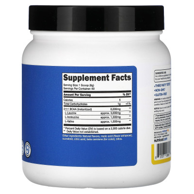 Nutricost, wydajność, BCAA, ananas, 1,1 funta (492 g)