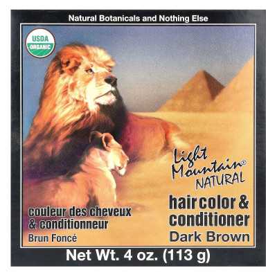 Light Mountain, Natural Hair Kolor & Conditioner, Ciemnobrązowy, 4 uncje (113 g) Light Mountain, Natural Hair Kolor & Conditioner, Ciemnobrązowy, 4 uncje (113 g)