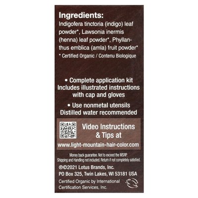 Light Mountain, Natural Hair Kolor & Conditioner, Ciemnobrązowy, 4 uncje (113 g) Light Mountain, Natural Hair Kolor & Conditioner, Ciemnobrązowy, 4 uncje (113 g)