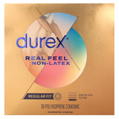 Durex, prawdziwe odczuwanie nie-latex, regularne dopasowanie, 36 prezerwatyw poliisoprenowych
