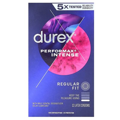 Durex, Performax Intense, regularne dopasowanie, 12 prezerwatyw lateksowych Durex, Performax Intense, regularne dopasowanie, 12 prezerwatyw lateksowych