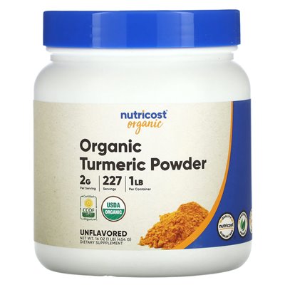 Nutricost, organiczny proszek kurkumowy, bezslenkowy, 16 uncji (454 g)