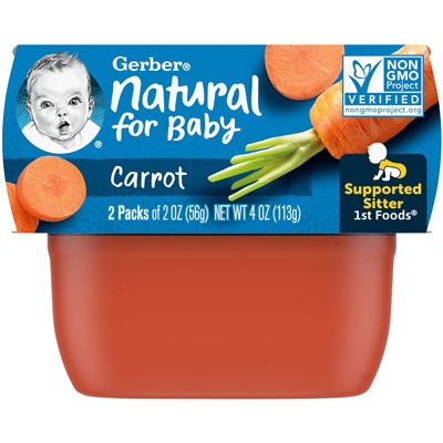 Gerber, Natural For Baby, 1st Foods, Marchew, 2 paczki, 2 uncje (56 g)