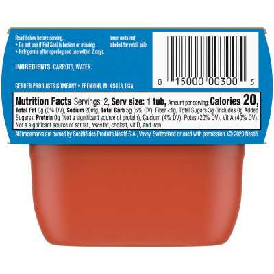Gerber, Natural For Baby, 1st Foods, Marchew, 2 paczki, 2 uncje (56 g)