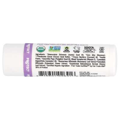 Eco Lips, Lip Food, Protect, Organic Lip Balm, waniliowa lawenda i olej z nasion dyni, 0,15 uncji (4,25 g)