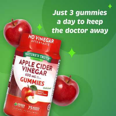 Nature's Truth, Apfelessig, natürlicher Apfel, 600 mg, 75 vegane Gummibärchen (200 mg pro Gummibärchen)