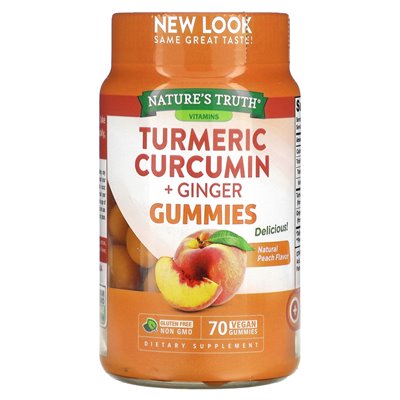 Nature's Truth, Kurkuma-Curcumin + Ingwer, natürlicher Pfirsich, 70 vegane Gummibärchen