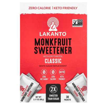 Lakanto, Mönchsfruchtsüße mit Erythrit, klassisch, 30 Päckchen, 3,17 oz (90 g)