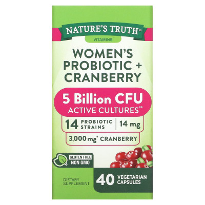 Nature's Truth, Kobiecy Probiotyk + Żurawina, 40 Wegetariańskich Kapsułek Nature's Truth, Kobiecy Probiotyk + Żurawina, 40 Wegetariańskich Kapsułek