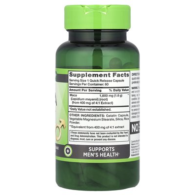 Nature's Truth, Maca, 1600 mg, 60 Kapseln mit schneller Wirkstofffreisetzung