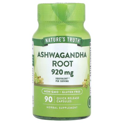 Nature's Truth, Ashwagandha-Wurzel, 920 mg, 90 Kapseln mit schneller Wirkstofffreisetzung (460 mg pro Kapsel)